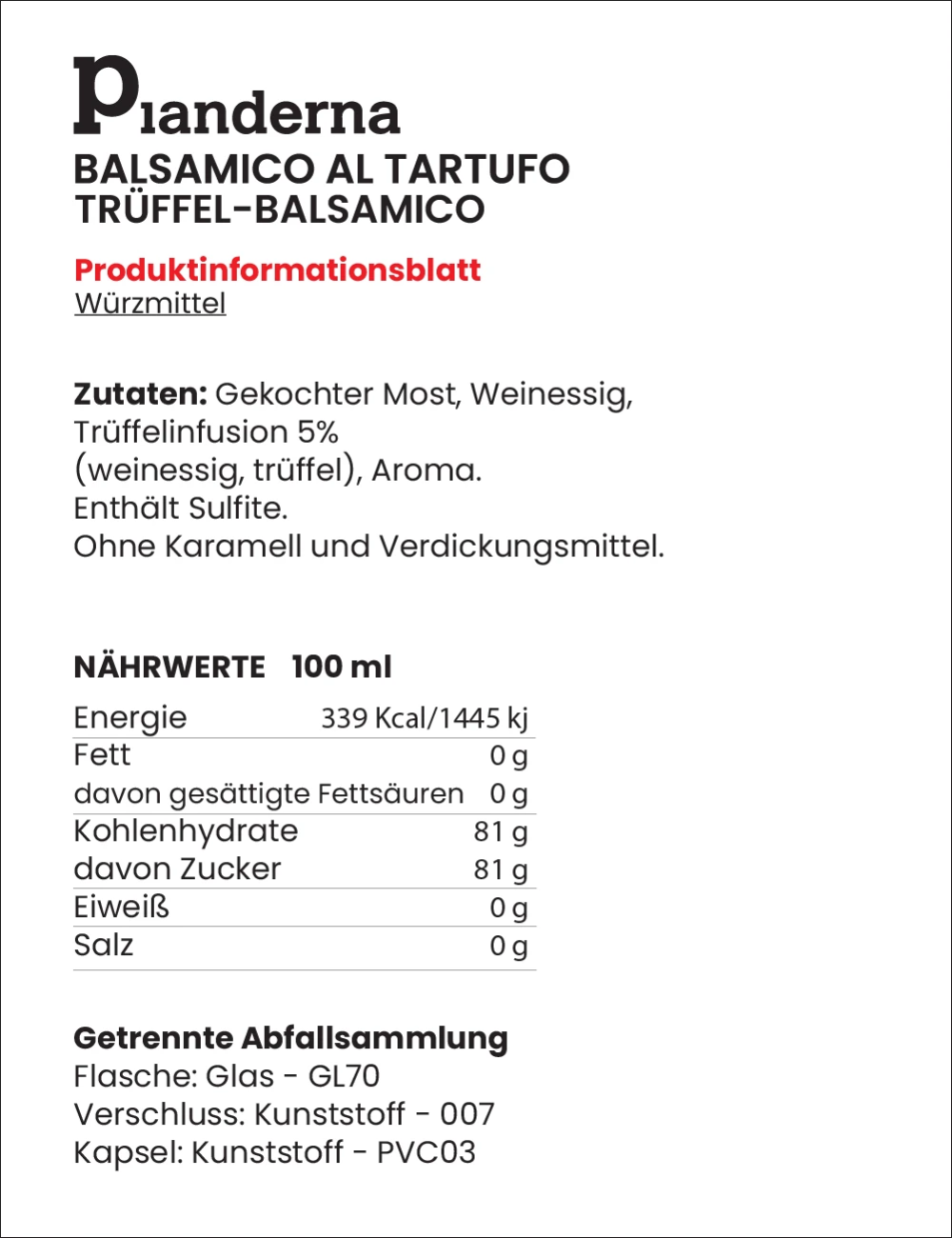 Condimento Balsamico al tartufo