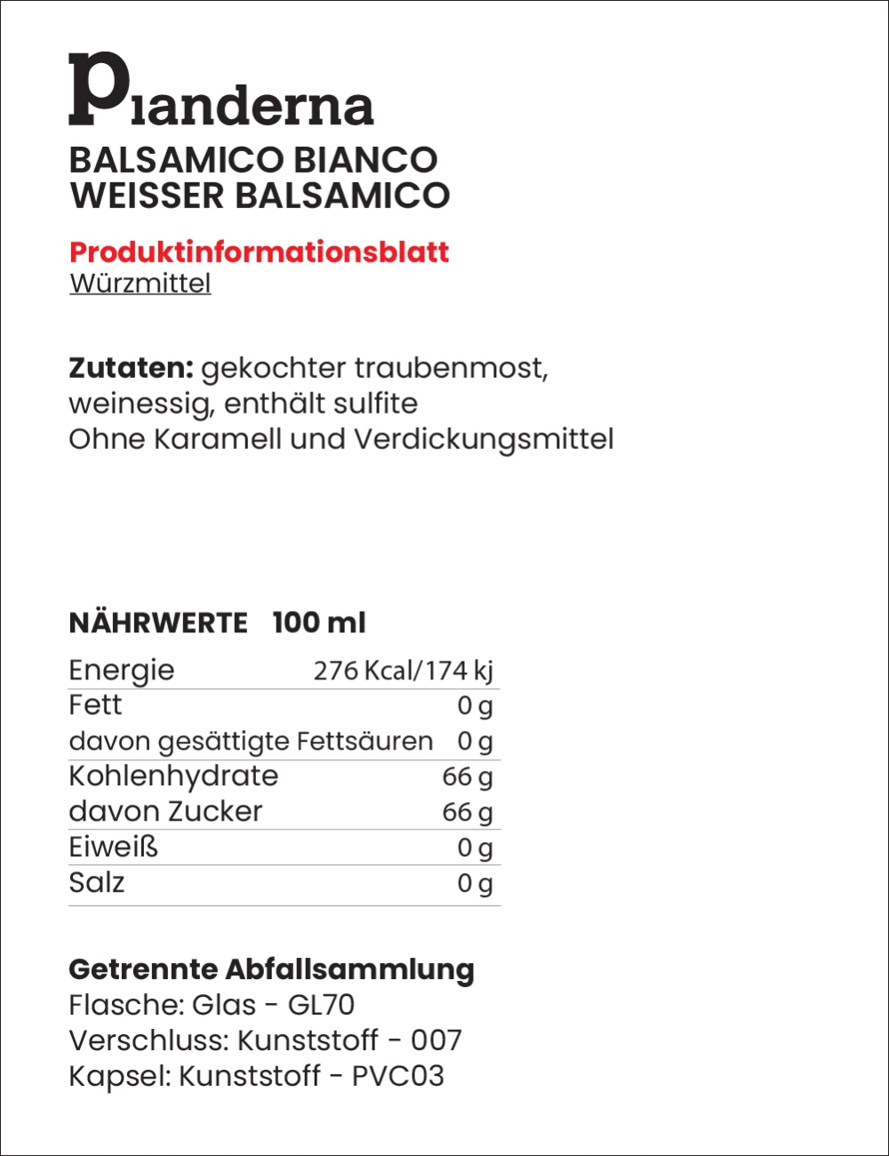 Condimento balsámico blanco