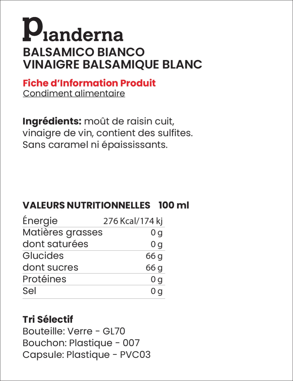 Condimento Balsamico Bianco