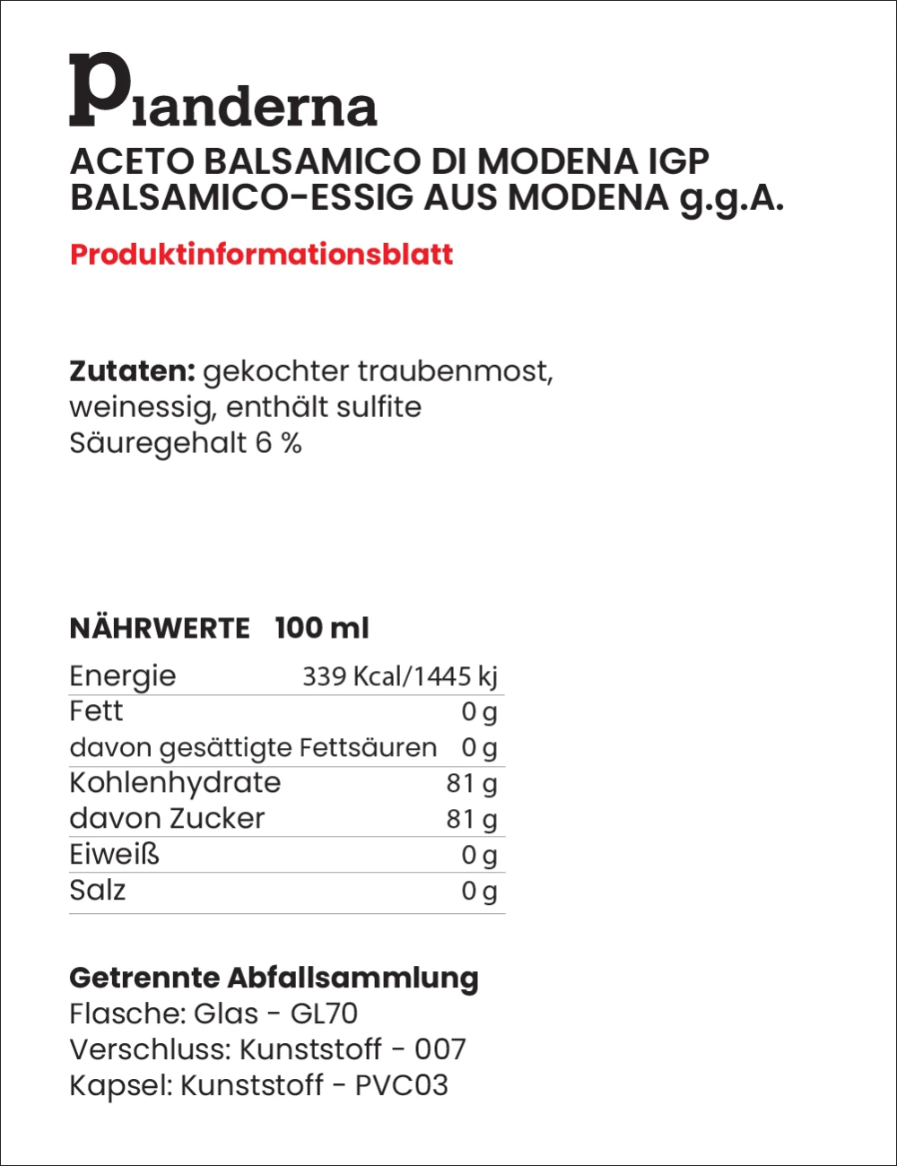 Vinaigre balsamique de Modène IGP | Classique italien